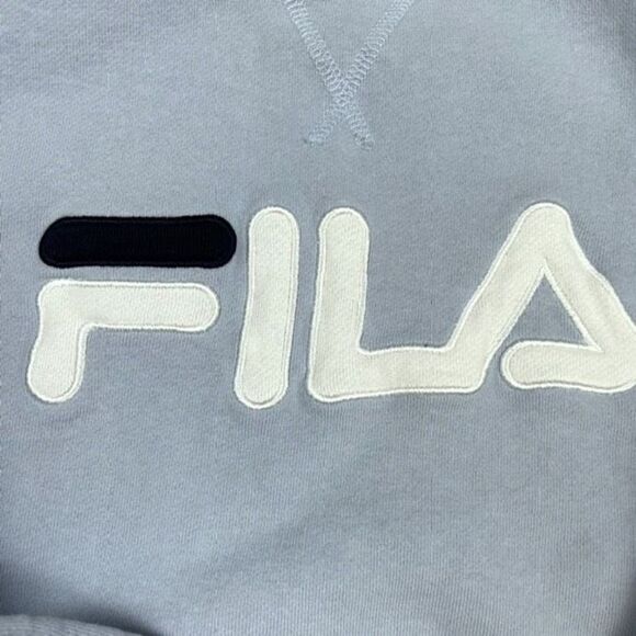 Fila Women’s Small Blue White Crewneck Long Sleeve Athletic-wear Sweatshirt - Picture 3 of 4